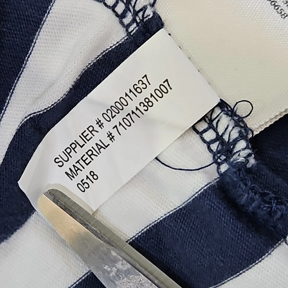 Polo Ralph Lauren Navy Blue Stripe Polo Shirt Men's M Medium Short Sleeve EUC LN